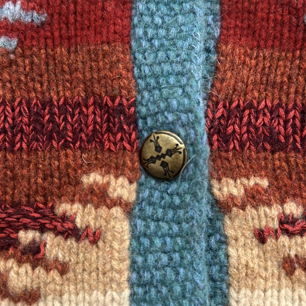 Aztec Pattern Wool Angora Cardigan Sweater - Picture 4 of 5